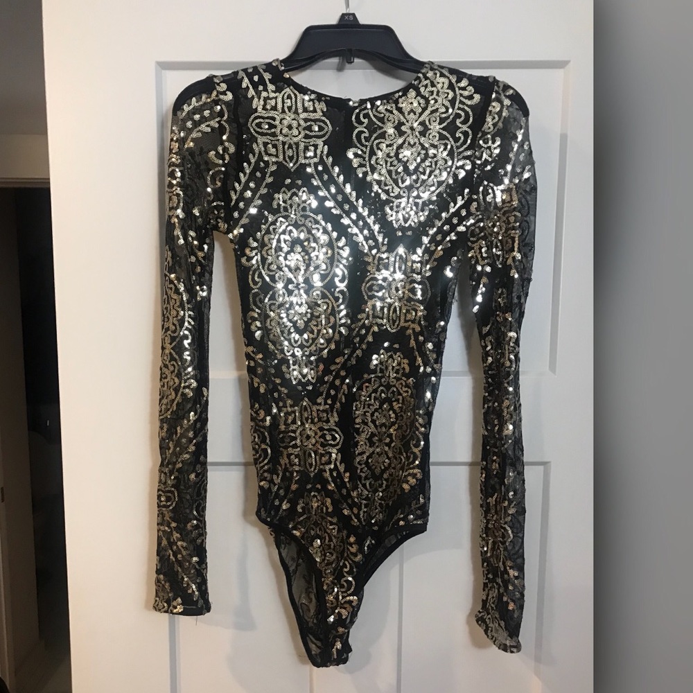 Black and Gold sequin body suit